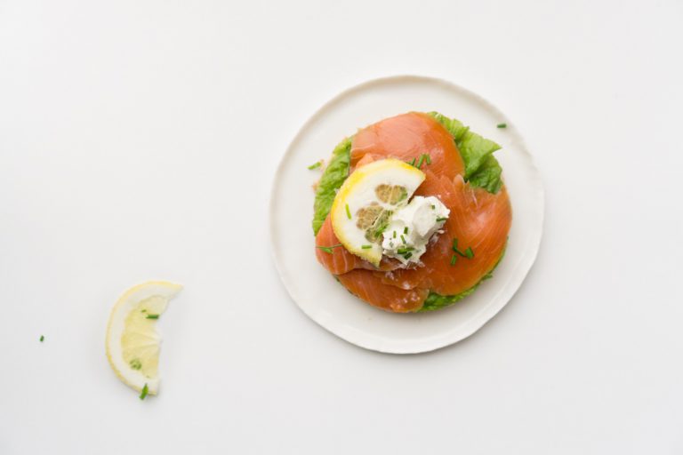 Open faced smoked salmon sandwiches